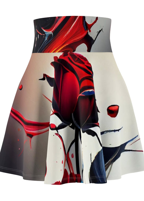 Rose Print Women's Skater Skirt Printify