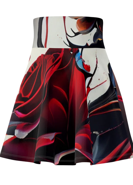 Rose Print Women's Skater Skirt Printify