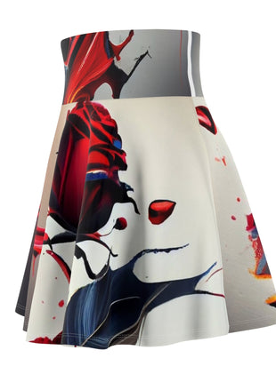 Rose Print Women's Skater Skirt Printify